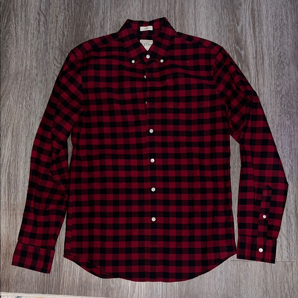 J. Crew Red and Black Plaid Casual Shirt